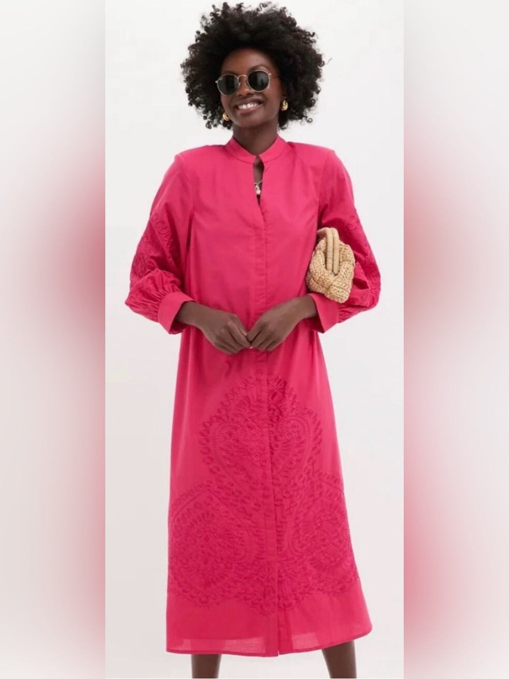 Hyacinth House Guava Embroidered Wisteria Caftan Sz. S